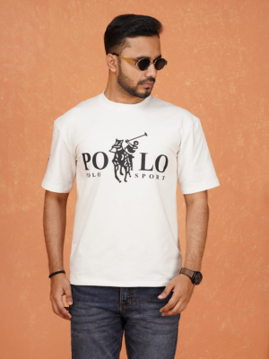Premium Polo Drop Shoulder T-Shirt White