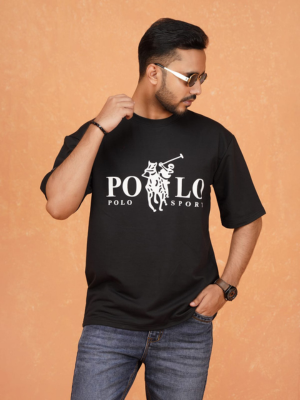 Premium Polo Black Drop Shoulder T-Shirt